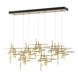 Hubbardton Forge 2022 Modern Brass Cast Glass (YC) Standard Tura 7-Light Frosted Glass Pendant