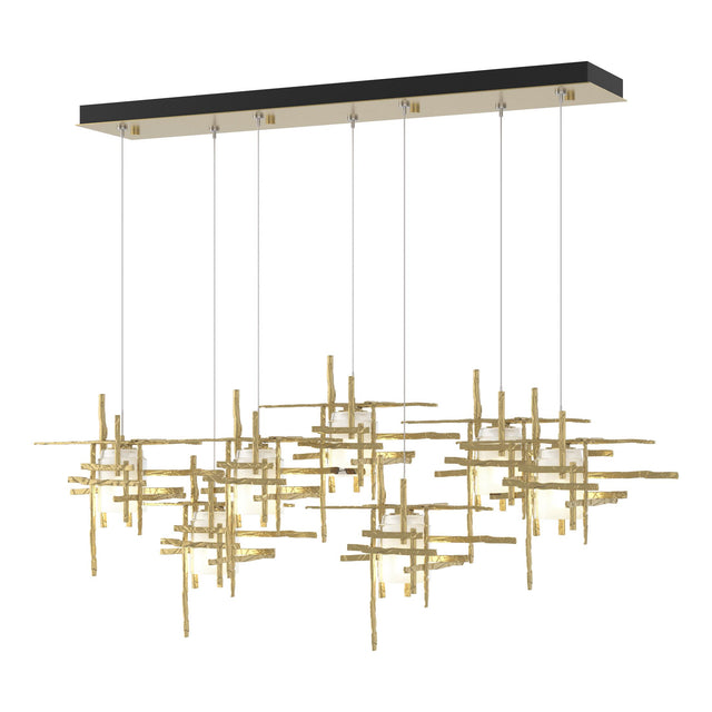 Hubbardton Forge 2022 Modern Brass Cast Glass (YC) Standard Tura 7-Light Frosted Glass Pendant