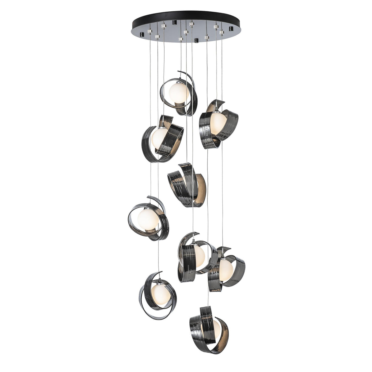 Hubbardton Forge 2023 Ink Opal Glass (GG) Standard Riza 9-Light Pendant