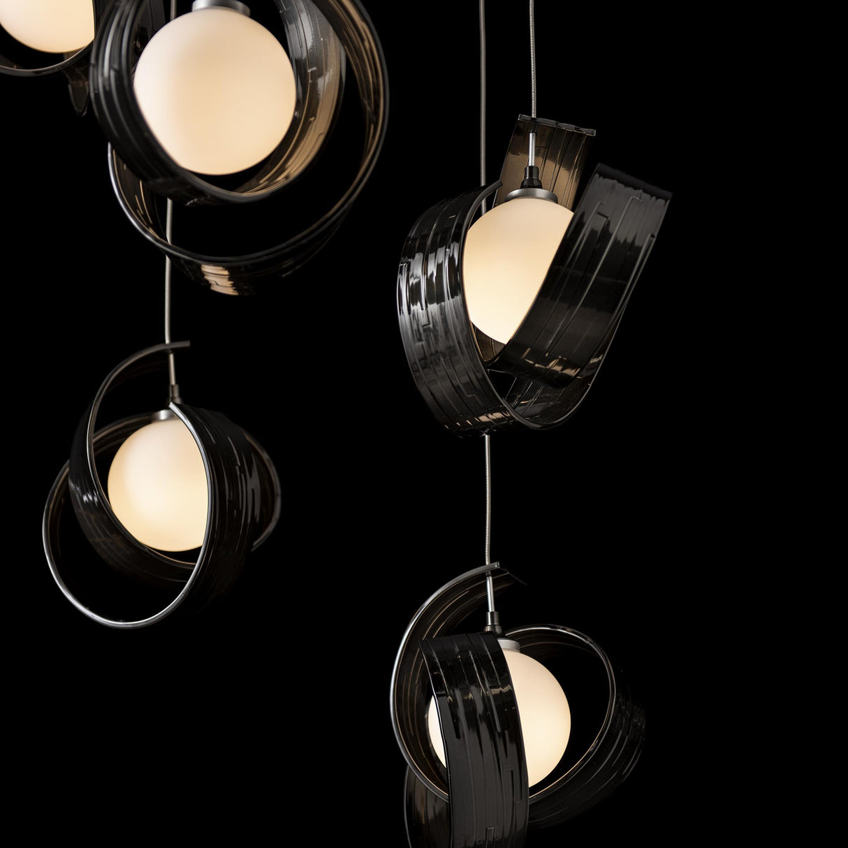 Hubbardton Forge 2023 Ink Opal Glass (GG) Standard Riza 9-Light Pendant