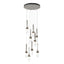 Hubbardton Forge 2022 Bronze Clear Glass with White Threading (YJ) Standard Link 9-Light Blown Glass Pendant