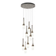Hubbardton Forge 2022 Bronze Clear Bubble Glass (YG) Standard Link 9-Light Blown Glass Pendant