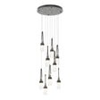 Hubbardton Forge 2022 Black Clear Bubble Glass (YG) Standard Link 9-Light Blown Glass Pendant