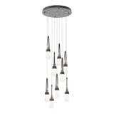 Hubbardton Forge 2022 Black Clear Bubble Glass (YG) Standard Link 9-Light Blown Glass Pendant
