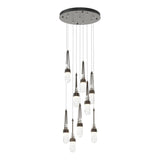 Hubbardton Forge 2022 Oil Rubbed Bronze Clear Glass with White Threading (YJ) Standard Link 9-Light Blown Glass Pendant