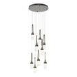 Hubbardton Forge 2022 Oil Rubbed Bronze Clear Bubble Glass (YG) Standard Link 9-Light Blown Glass Pendant