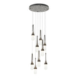Hubbardton Forge 2022 Oil Rubbed Bronze Clear Bubble Glass (YG) Standard Link 9-Light Blown Glass Pendant