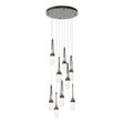 Hubbardton Forge 2022 Natural Iron Clear Glass with White Threading (YJ) Standard Link 9-Light Blown Glass Pendant