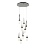 Hubbardton Forge 2022 Natural Iron Clear Bubble Glass (YG) Standard Link 9-Light Blown Glass Pendant