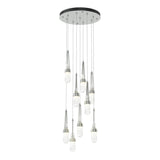 Hubbardton Forge 2022 Vintage Platinum Clear Glass with White Threading (YJ) Standard Link 9-Light Blown Glass Pendant