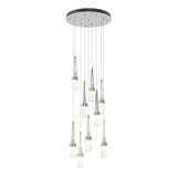 Hubbardton Forge 2022 Vintage Platinum Clear Bubble Glass (YG) Standard Link 9-Light Blown Glass Pendant