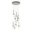 Hubbardton Forge 2022 Soft Gold Clear Glass with White Threading (YJ) Standard Link 9-Light Blown Glass Pendant