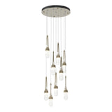 Hubbardton Forge 2022 Soft Gold Clear Glass with White Threading (YJ) Standard Link 9-Light Blown Glass Pendant