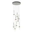 Hubbardton Forge 2022 Sterling Clear Glass with White Threading (YJ) Standard Link 9-Light Blown Glass Pendant