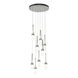 Hubbardton Forge 2022 Sterling Clear Glass with White Threading (YJ) Standard Link 9-Light Blown Glass Pendant