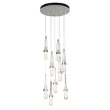 Hubbardton Forge 2022 Sterling Clear Glass with White Threading (YJ) Standard Link 9-Light Blown Glass Pendant