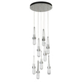 Hubbardton Forge 2022 Sterling Clear Glass with White Threading (YJ) Standard Link 9-Light Blown Glass Pendant