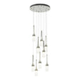 Hubbardton Forge 2022 Sterling Clear Bubble Glass (YG) Standard Link 9-Light Blown Glass Pendant