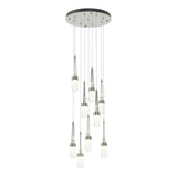 Hubbardton Forge 2022 Sterling Clear Bubble Glass (YG) Standard Link 9-Light Blown Glass Pendant