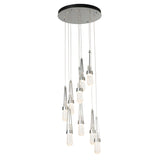 Hubbardton Forge 2022 Sterling Clear Bubble Glass (YG) Standard Link 9-Light Blown Glass Pendant