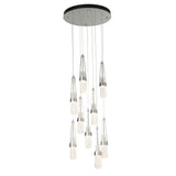 Hubbardton Forge 2022 Sterling Clear Bubble Glass (YG) Standard Link 9-Light Blown Glass Pendant