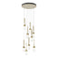Hubbardton Forge 2022 Modern Brass Clear Glass with White Threading (YJ) Standard Link 9-Light Blown Glass Pendant