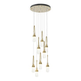 Hubbardton Forge 2022 Modern Brass Clear Bubble Glass (YG) Standard Link 9-Light Blown Glass Pendant