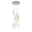 Hubbardton Forge 2022 Modern Brass Clear Bubble Glass (YG) Standard Link 9-Light Blown Glass Pendant