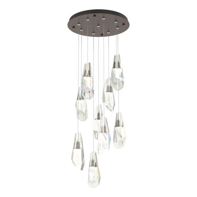 Hubbardton Forge 2022 Bronze Crystal Standard Luma 9-Light Large Crystal Pendant