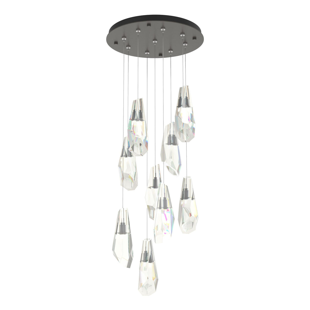 Hubbardton Forge 2022 Dark Smoke Crystal Standard Luma 9-Light Large Crystal Pendant