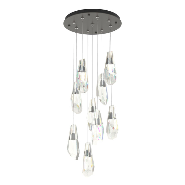 Hubbardton Forge 2022 Dark Smoke Crystal Standard Luma 9-Light Large Crystal Pendant