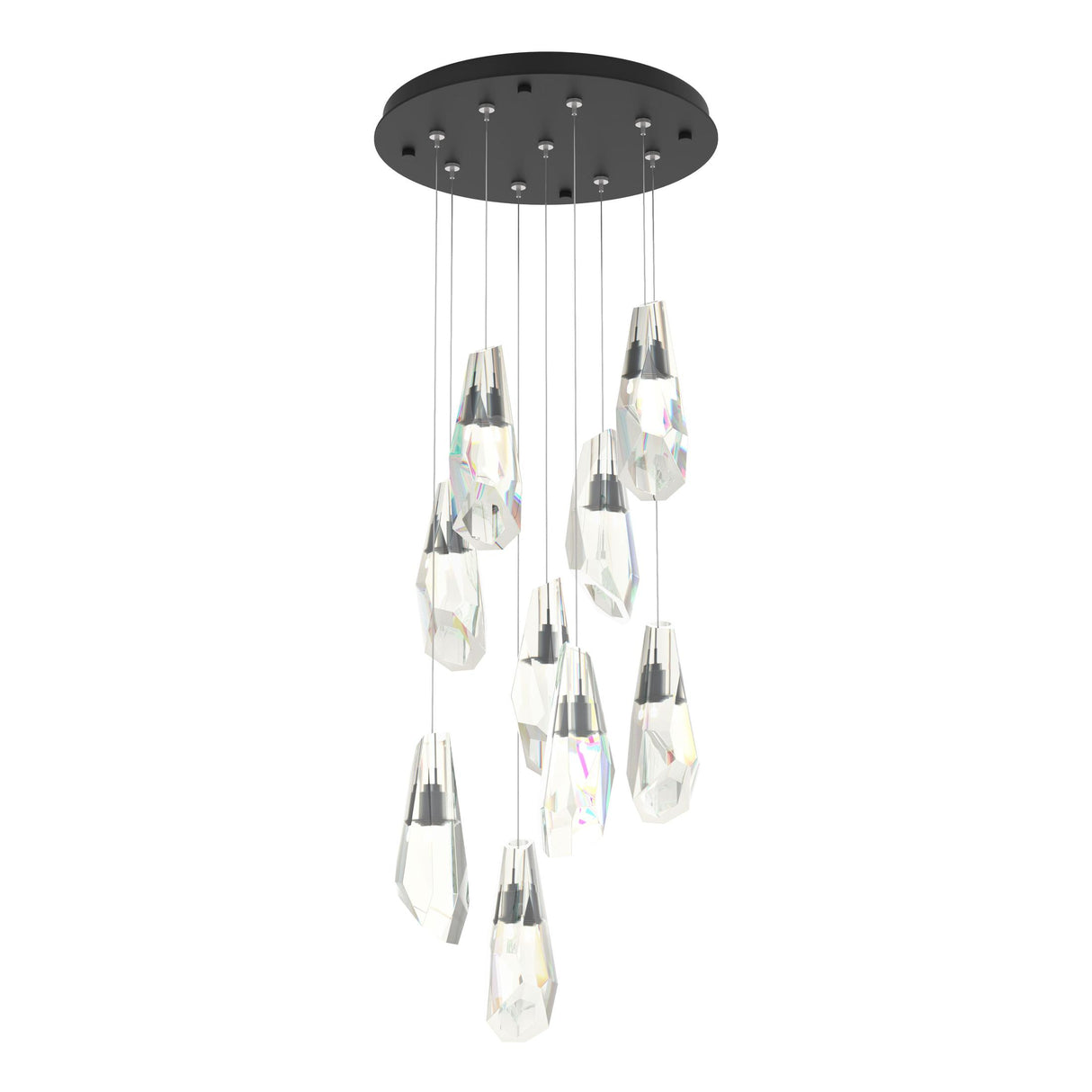 Hubbardton Forge 2022 Black Crystal Standard Luma 9-Light Large Crystal Pendant