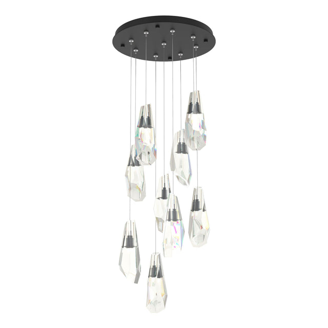 Hubbardton Forge 2022 Black Crystal Standard Luma 9-Light Large Crystal Pendant