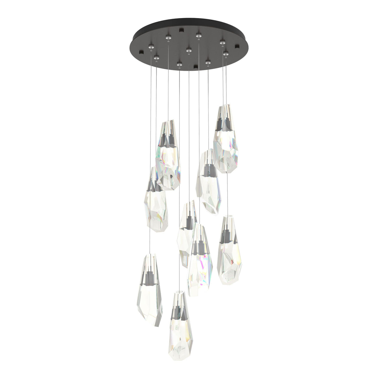 Hubbardton Forge 2022 Oil Rubbed Bronze Crystal Standard Luma 9-Light Large Crystal Pendant