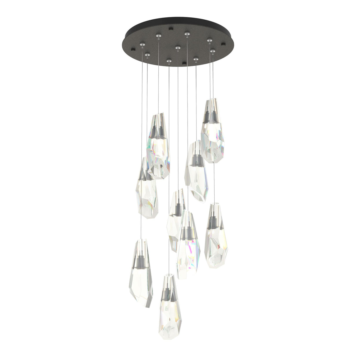 Hubbardton Forge 2022 Natural Iron Crystal Standard Luma 9-Light Large Crystal Pendant