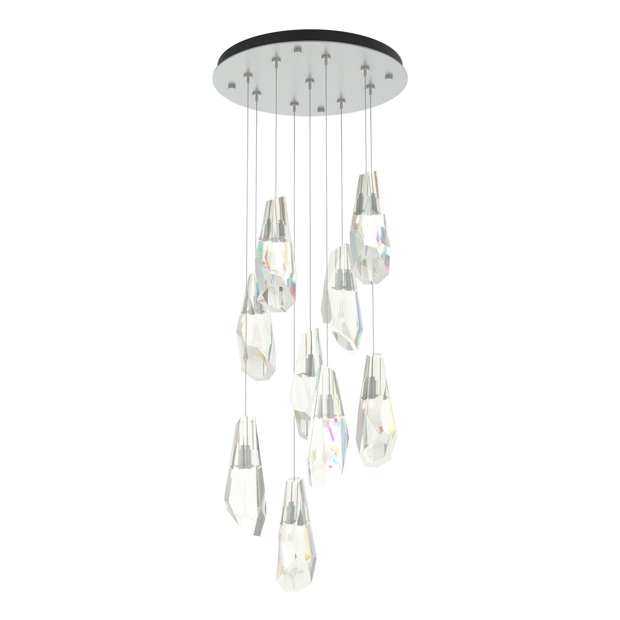Hubbardton Forge 2022 Vintage Platinum Crystal Standard Luma 9-Light Large Crystal Pendant