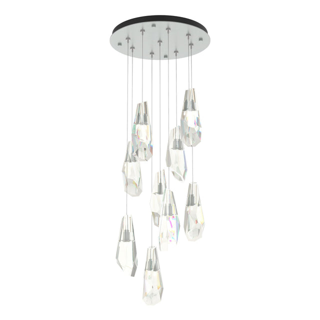 Hubbardton Forge 2022 Vintage Platinum Crystal Standard Luma 9-Light Large Crystal Pendant