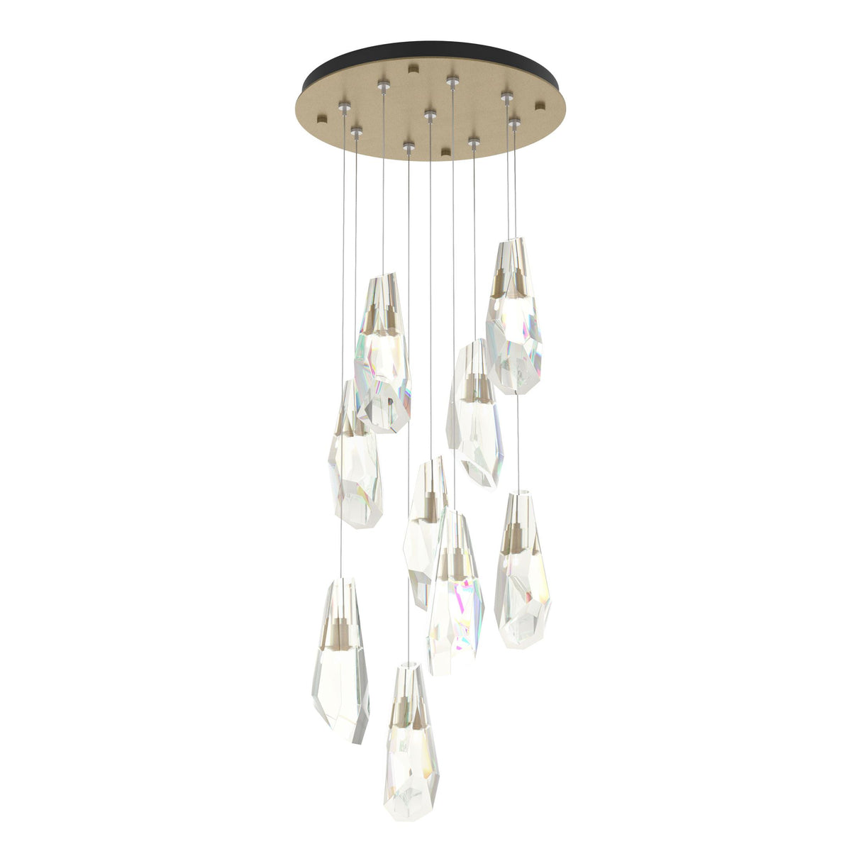 Hubbardton Forge 2022 Soft Gold Crystal Standard Luma 9-Light Large Crystal Pendant