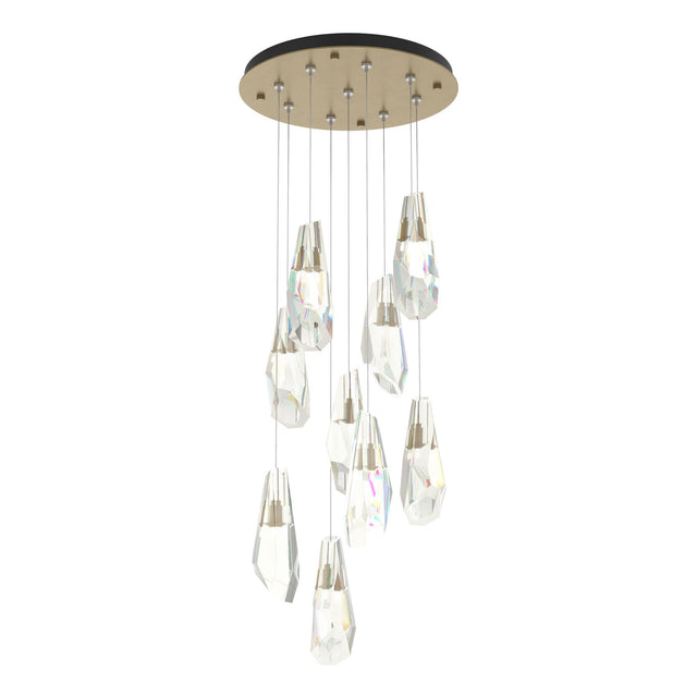 Hubbardton Forge 2022 Soft Gold Crystal Standard Luma 9-Light Large Crystal Pendant