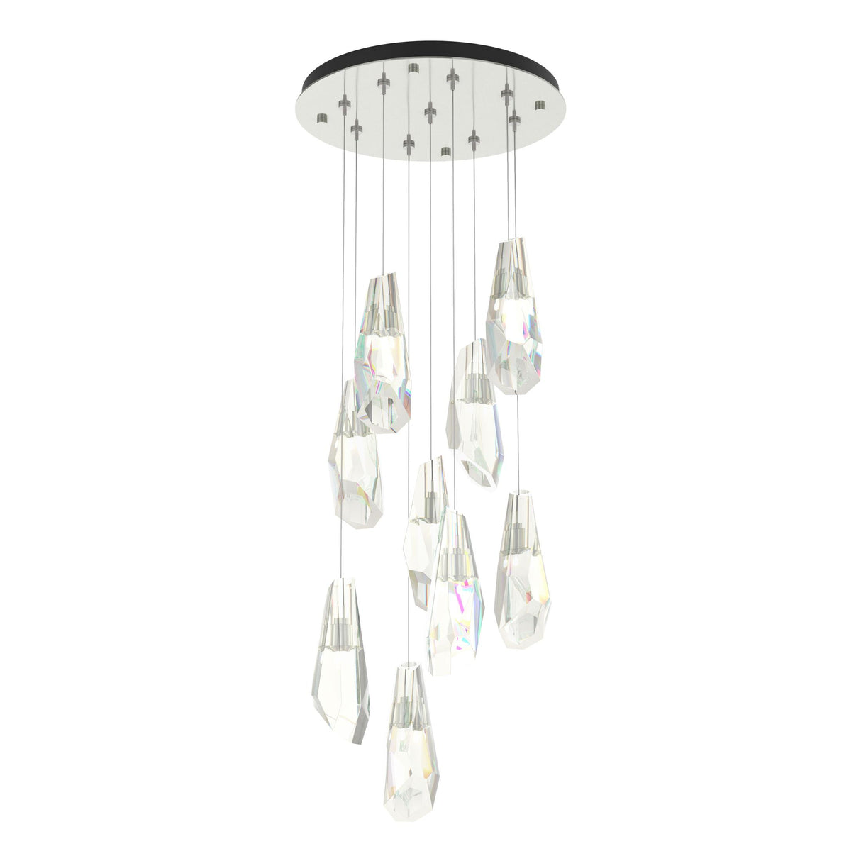 Hubbardton Forge 2022 Sterling Crystal Standard Luma 9-Light Large Crystal Pendant
