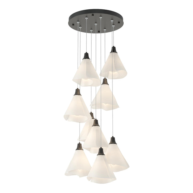Hubbardton Forge 2022 Black Spun Frost (SH) Standard Mobius 9-Light Pendant