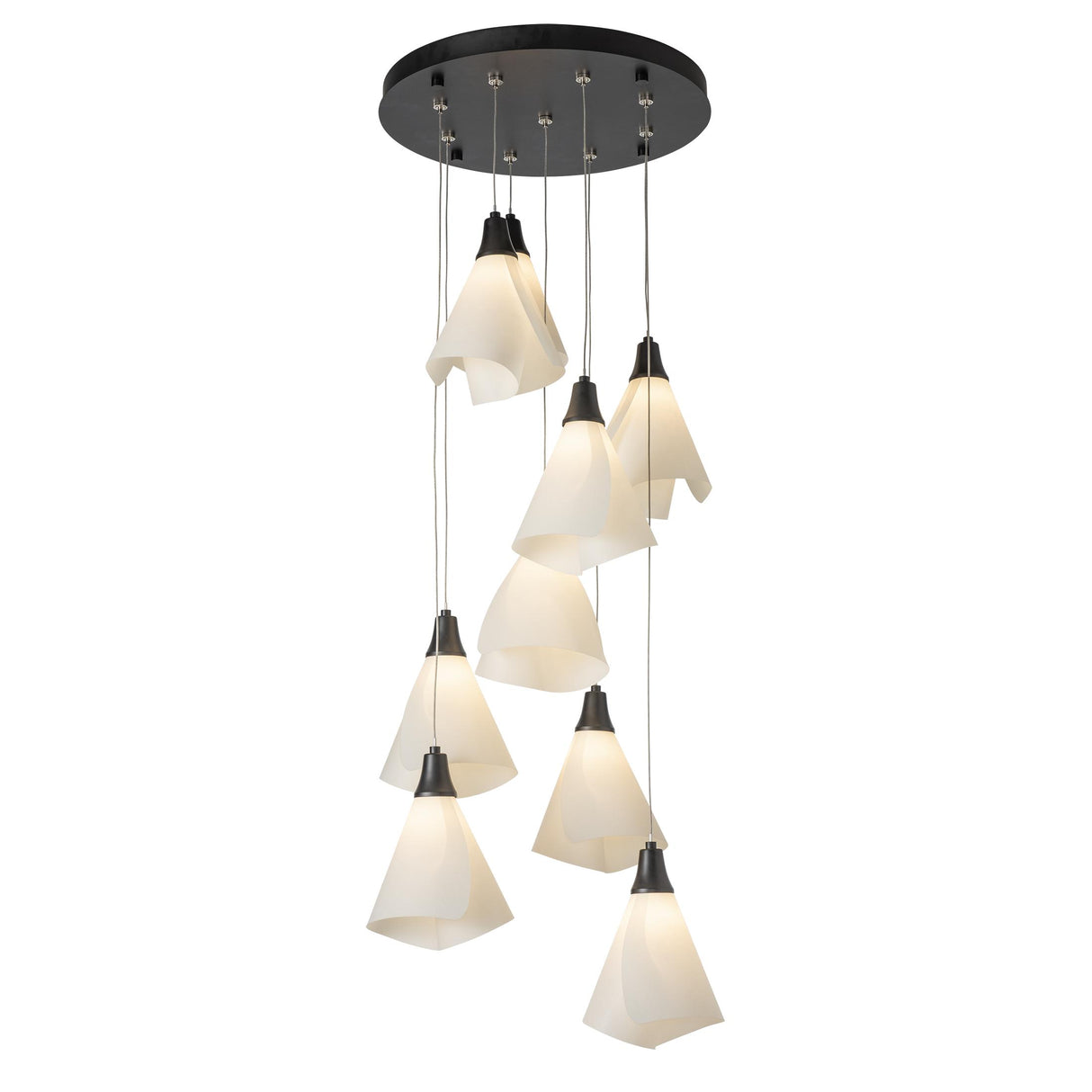 Hubbardton Forge 2022 Black Spun Frost (SH) Standard Mobius 9-Light Pendant