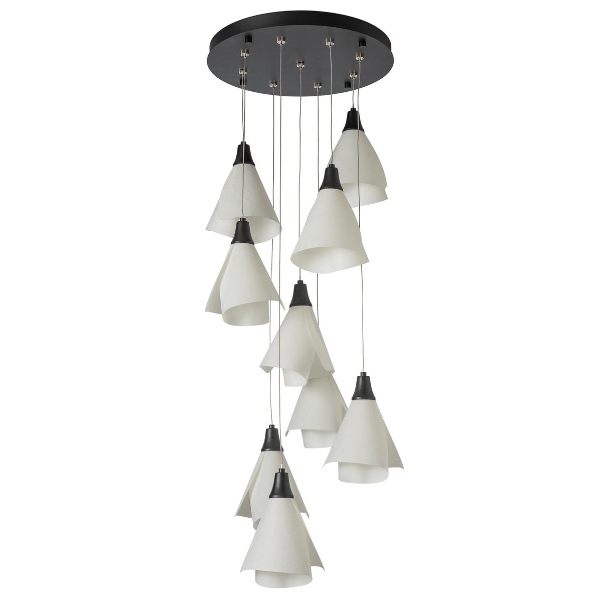 Hubbardton Forge 2022 Black Spun Frost (SH) Standard Mobius 9-Light Pendant