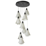 Hubbardton Forge 2022 Black Spun Frost (SH) Standard Mobius 9-Light Pendant