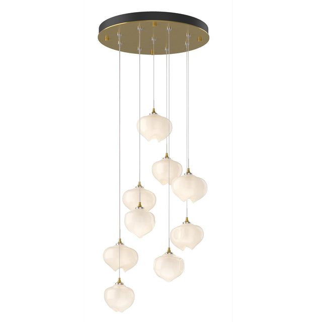 Hubbardton Forge 2022 Modern Brass Frosted Glass (FD) Standard Ume 9-Light Pendant