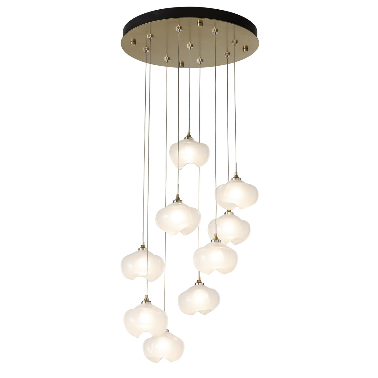 Hubbardton Forge 2022 Modern Brass Frosted Glass (FD) Standard Ume 9-Light Pendant