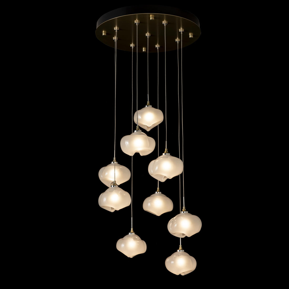 Hubbardton Forge 2022 Modern Brass Frosted Glass (FD) Standard Ume 9-Light Pendant