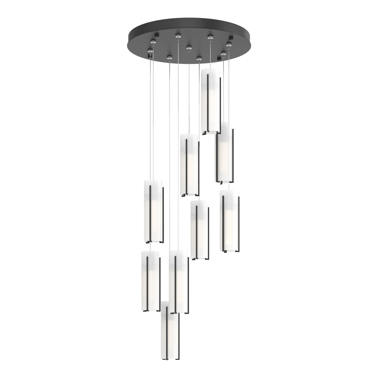 Hubbardton Forge 2022 Black Opal Glass (GG) Standard Exos Glass 9-Light Pendant