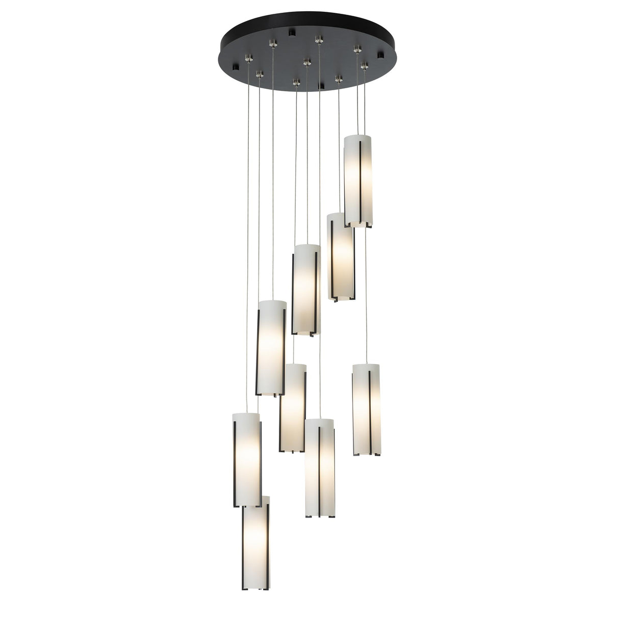 Hubbardton Forge 2022 Black Opal Glass (GG) Standard Exos Glass 9-Light Pendant