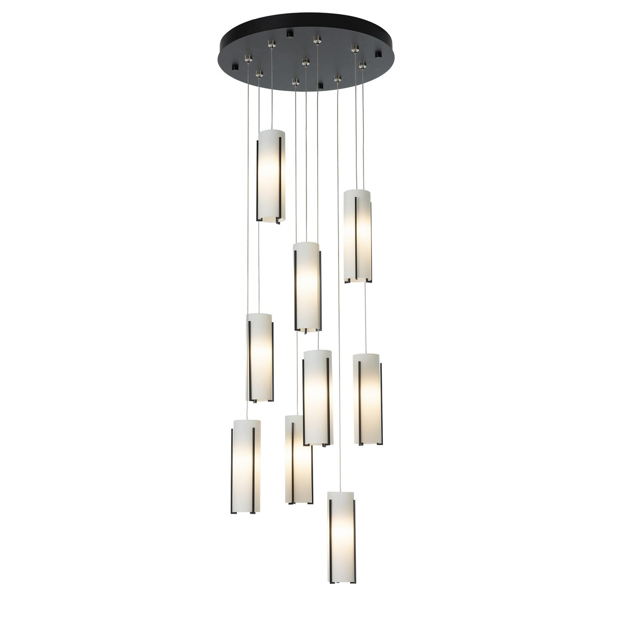Hubbardton Forge 2022 Black Opal Glass (GG) Standard Exos Glass 9-Light Pendant